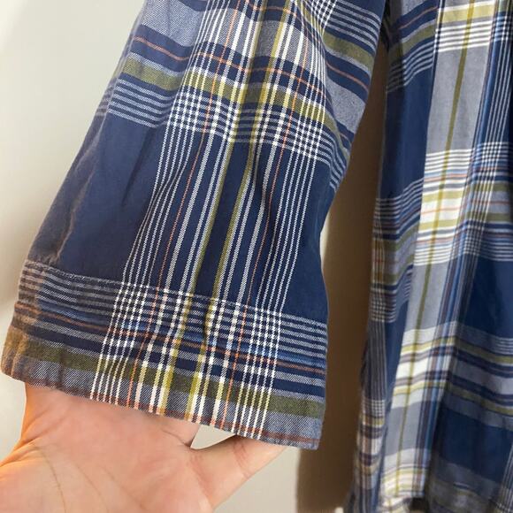 Pendleton Blue Ivory Checkered Long Sleeve Shirt Tunic Dress 100% Cotton Sz L - Picture 3 of 9